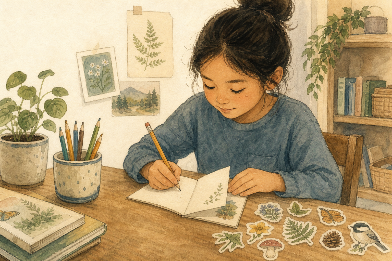 Child writing in a Gazetteer workbook at a desk